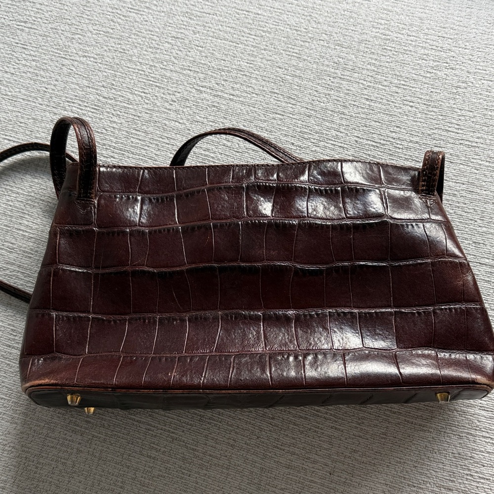 Monsac Dark Brown Croc-Embossed Bag